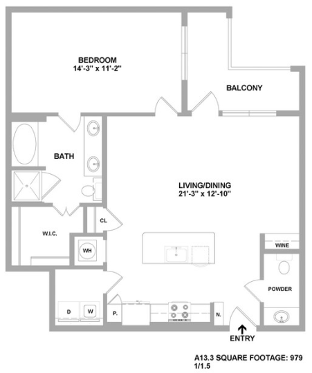 a floor plan for a two bedroom apartment at The Cedar at  Branch