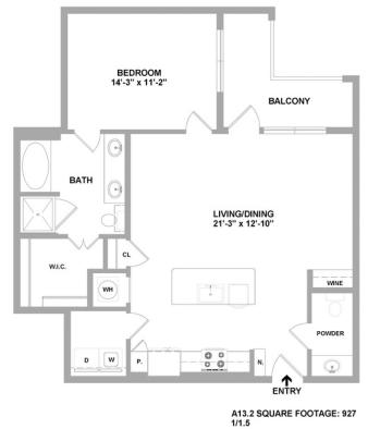 a floor plan for a two bedroom apartment at The Cedar at  Branch