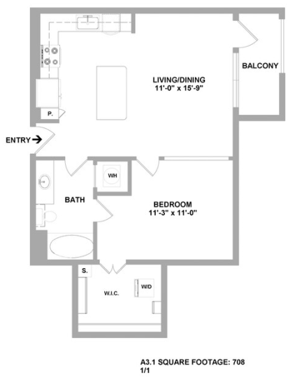 floor plan of a two bedroom apartment at The Cedar at  Branch